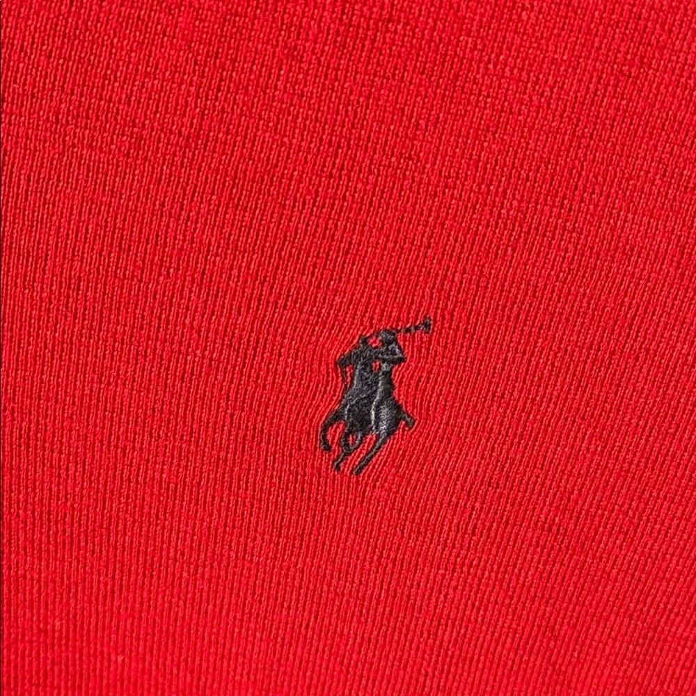POLO by Ralph Lauren Red Pima Cotton Sweater Vest V-Neck Knit Pullover - Large
